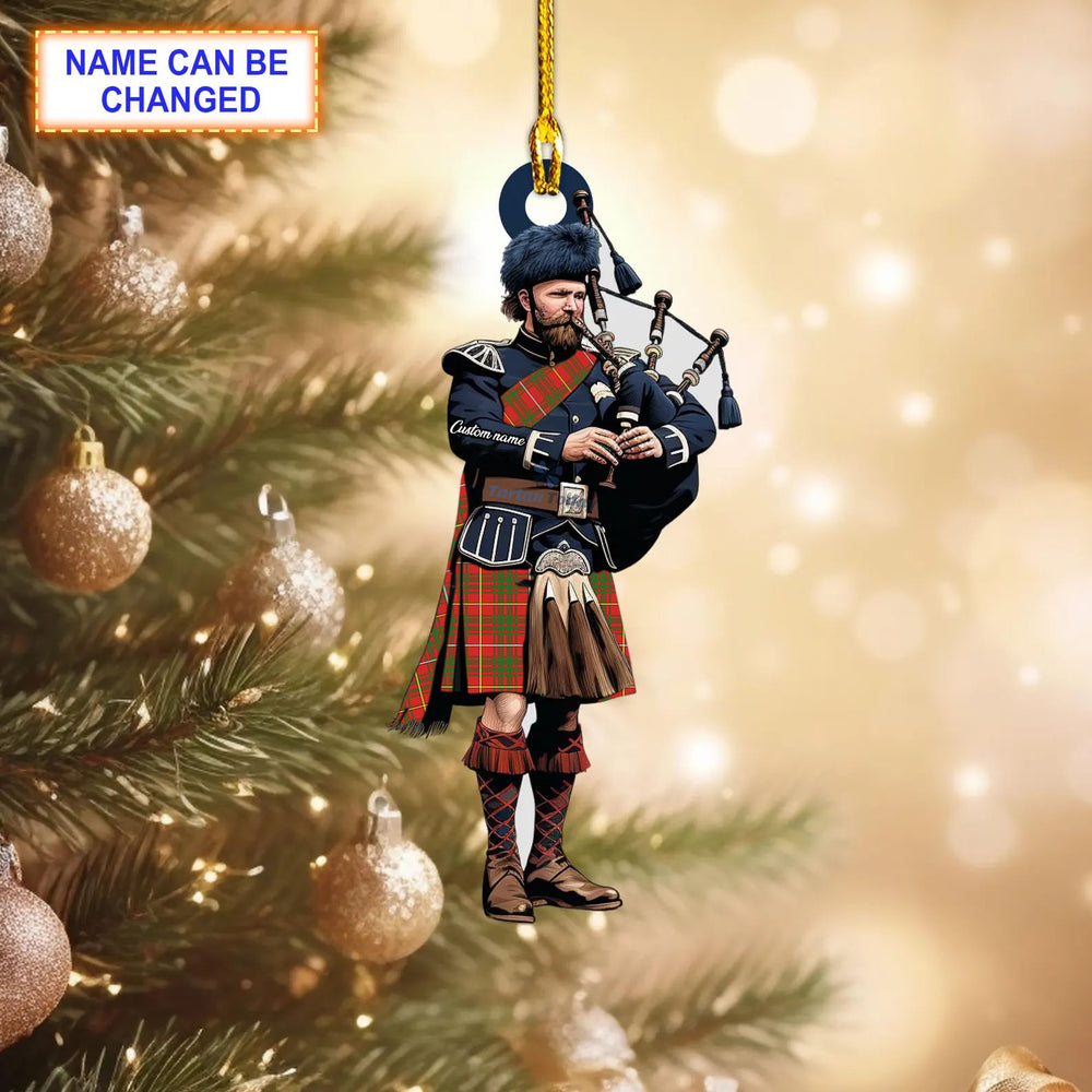 Personalized Clan Carruthers Tartan Bagpipe Ornament with Custom Name – Scottish Christmas Tree Decoration RD99