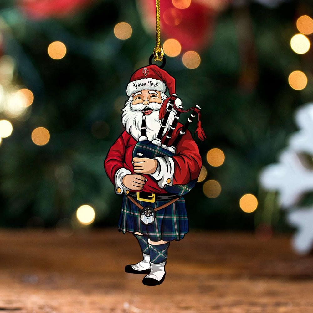 Cleland Modern Clan Badge Tartan Wood Acrylic Ornament Santa Personalized