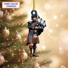 Personalized Clan Dunbar Ancient Tartan Bagpipe Ornament with Custom Name – Scottish Christmas Tree Decoration TR68