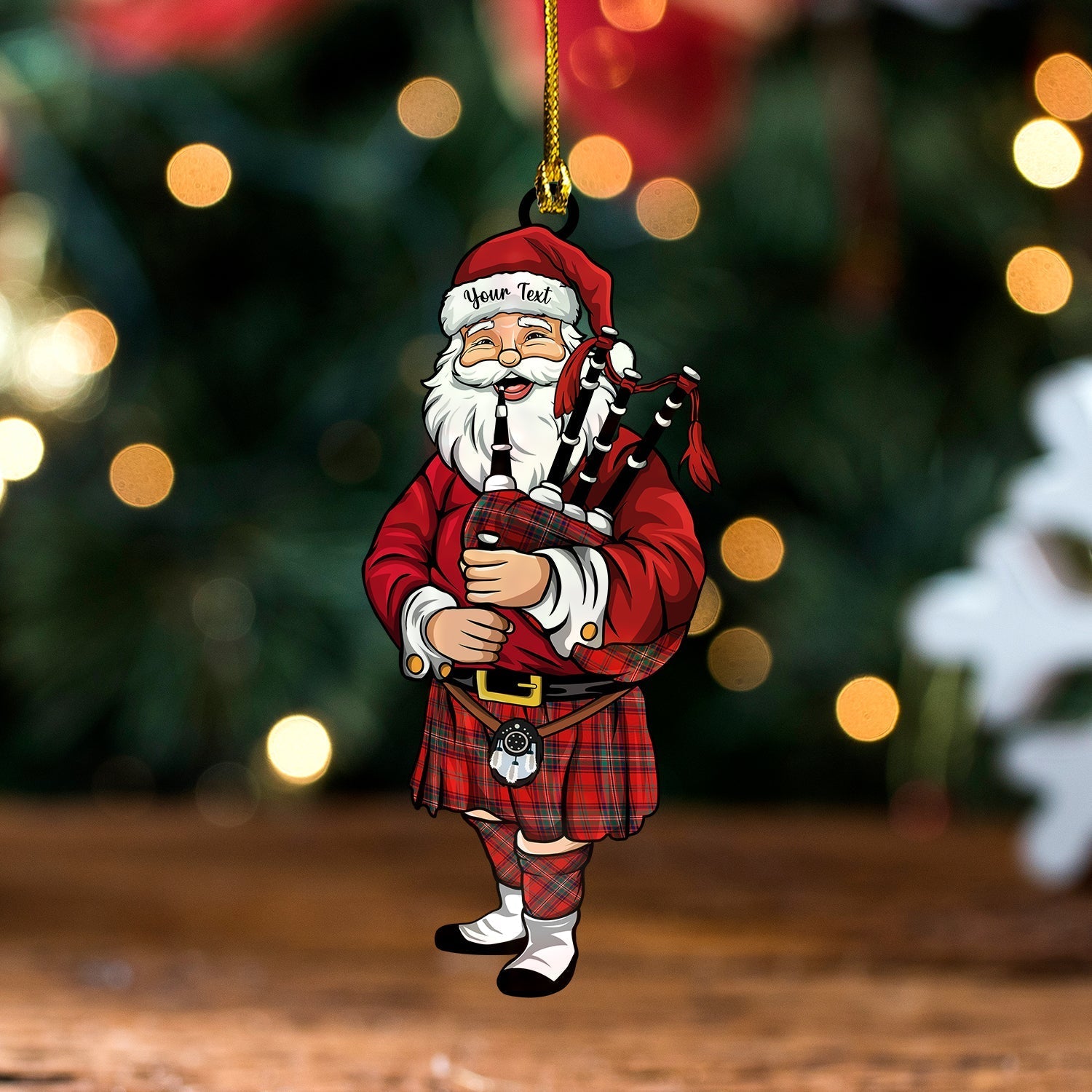 MacClure Modern Clan Badge Tartan Wood Acrylic Ornament Santa Personalized