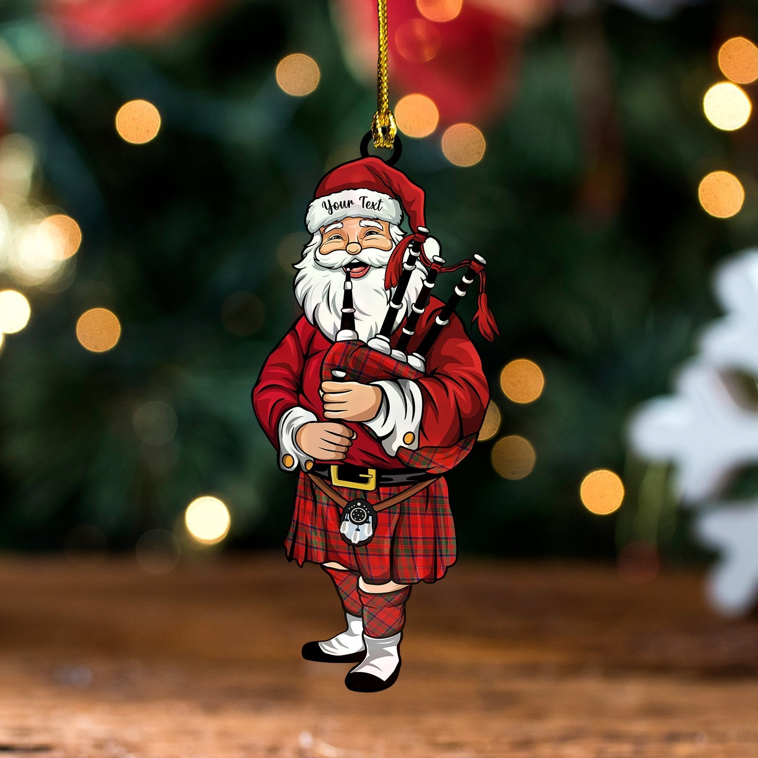 MacDonell of Keppoch Ancient Clan Badge Tartan Wood Acrylic Ornament Santa Personalized