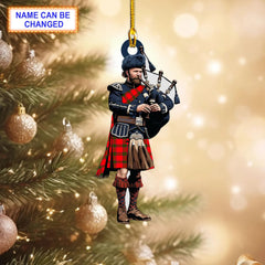 Personalized Clan MacNab Modern Tartan Bagpipe Ornament with Custom Name – Scottish Christmas Tree Decoration FF33