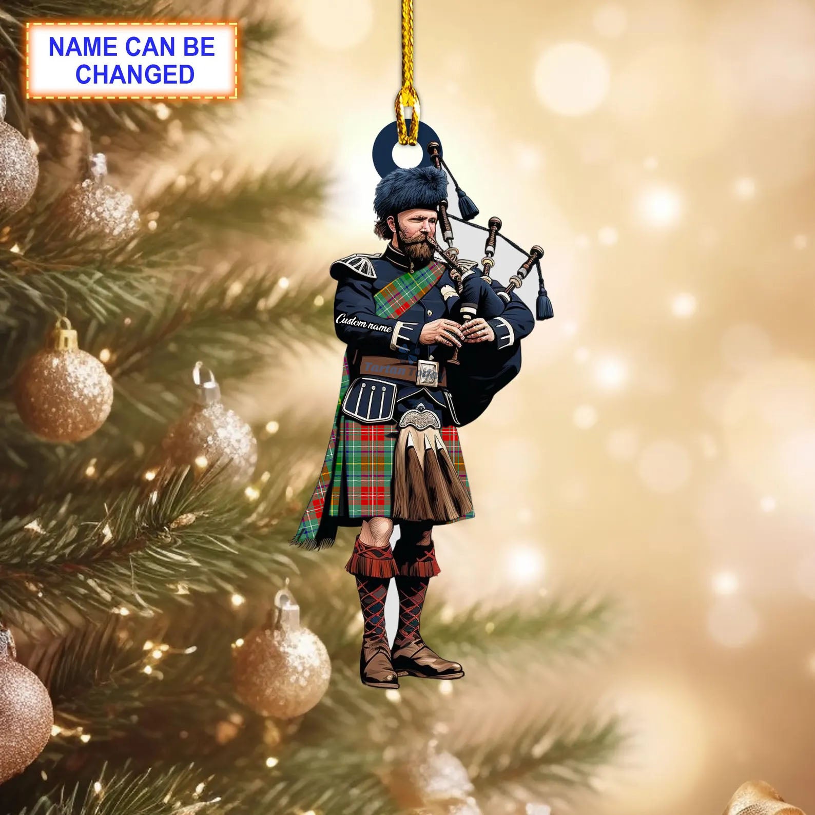Personalized Clan Muirhead Tartan Bagpipe Ornament with Custom Name – Scottish Christmas Tree Decoration OB40