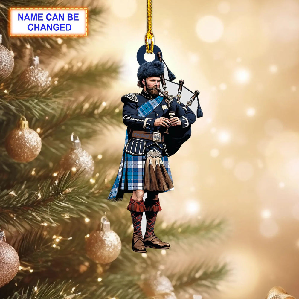 Personalized Clan Roberton Tartan Bagpipe Ornament with Custom Name – Scottish Christmas Tree Decoration VQ88
