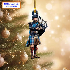 Personalized Clan Roberton Tartan Bagpipe Ornament with Custom Name – Scottish Christmas Tree Decoration VQ88